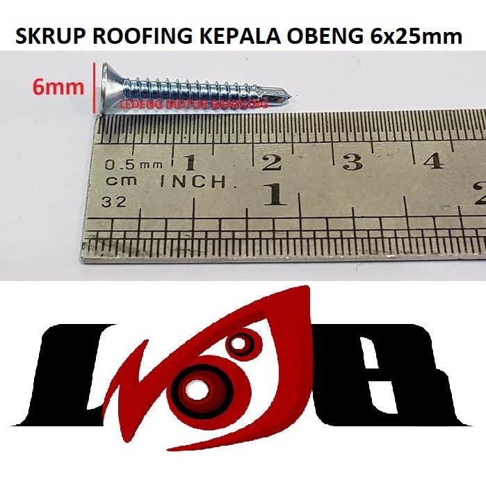 Skrup Roofing Kepala Obeng Plus 6x25mm Baut Ruping Mata Bor Besi Drill