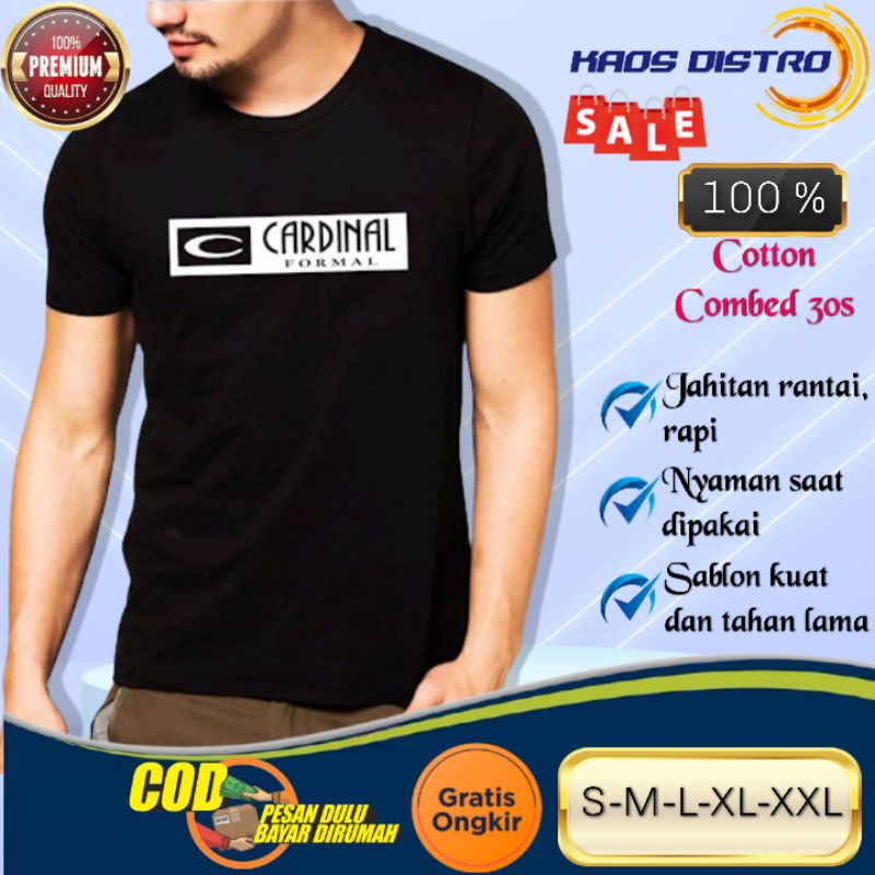 Tshirt Baju Kaos Atasan Fashion Oblong Distro CARDINAL F A PUTIH Pria Laki Laki Cowok Remaja Dewasa 