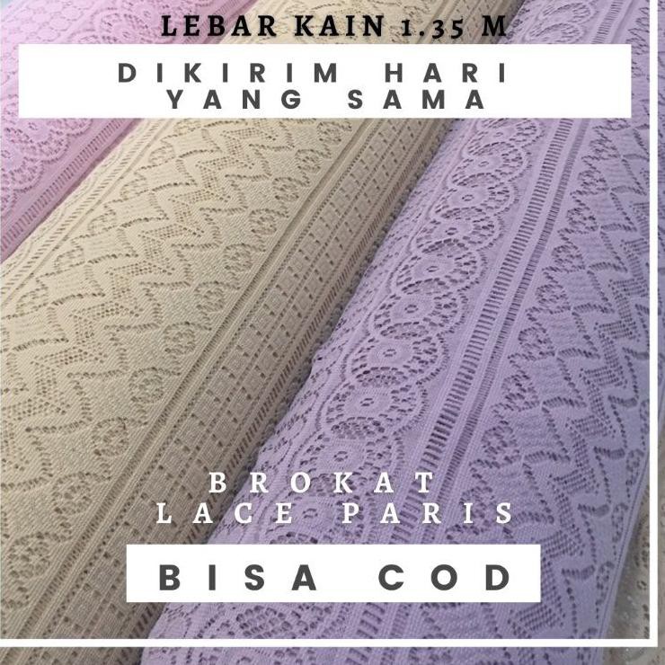 Stock Terbatas Kain Brokat Lace Paris 3 Warna Ungu Coksu Dusty Pink Selalu Baru