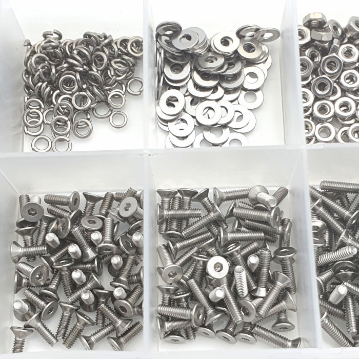 600pcs M2 flat head countersunk baut hex screw mur washer nut