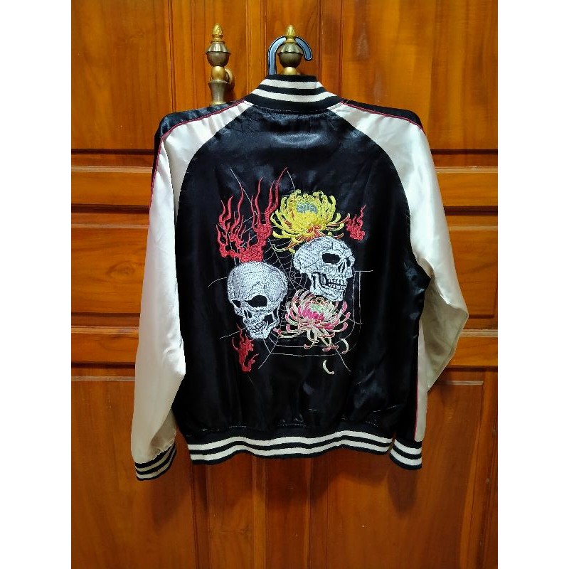 Vintage 90's Sukajan Skull Japanese Traditional