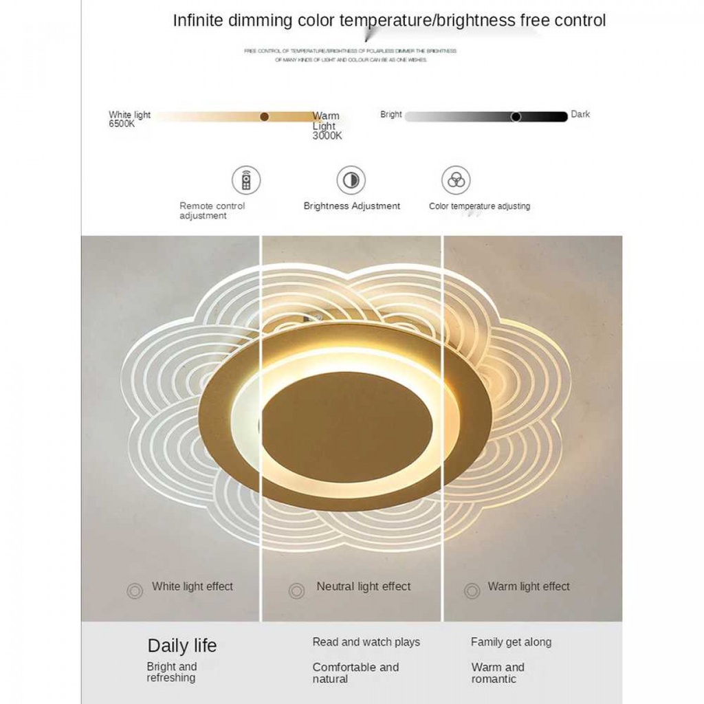 Lampu Plafon LED Hias Model Bunga Modern Light Adjustable Temperatur