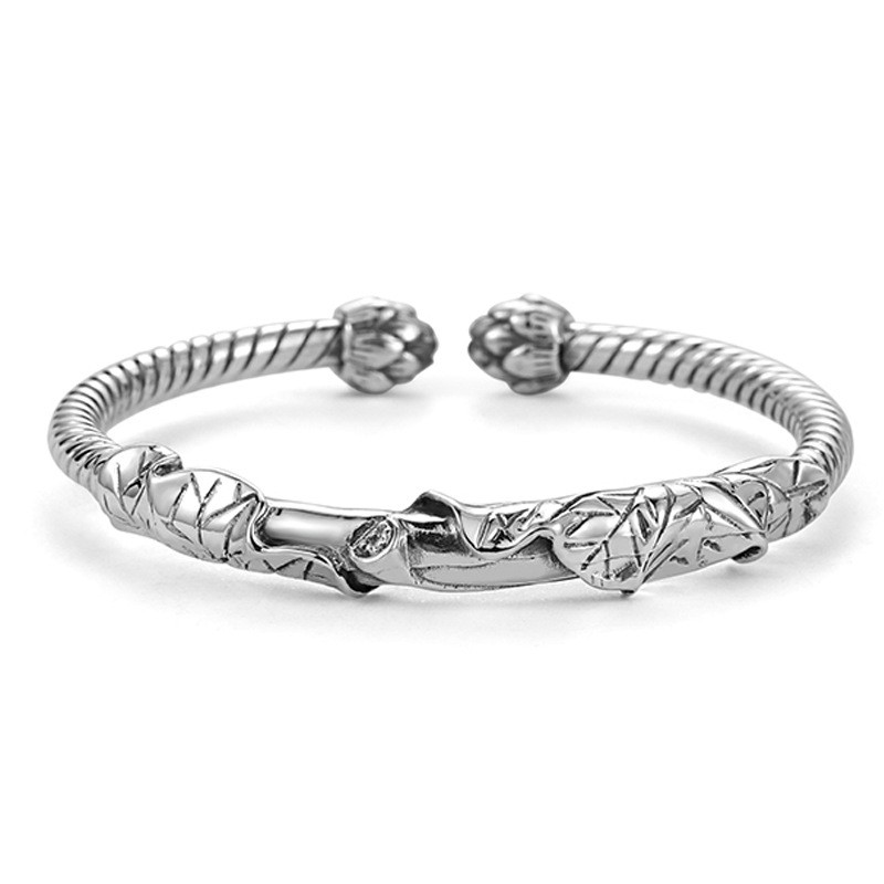 925 perak sterling gelang teratai antik gelang fashion perhiasan/Vintage lotus bracelet fashion jewellery men