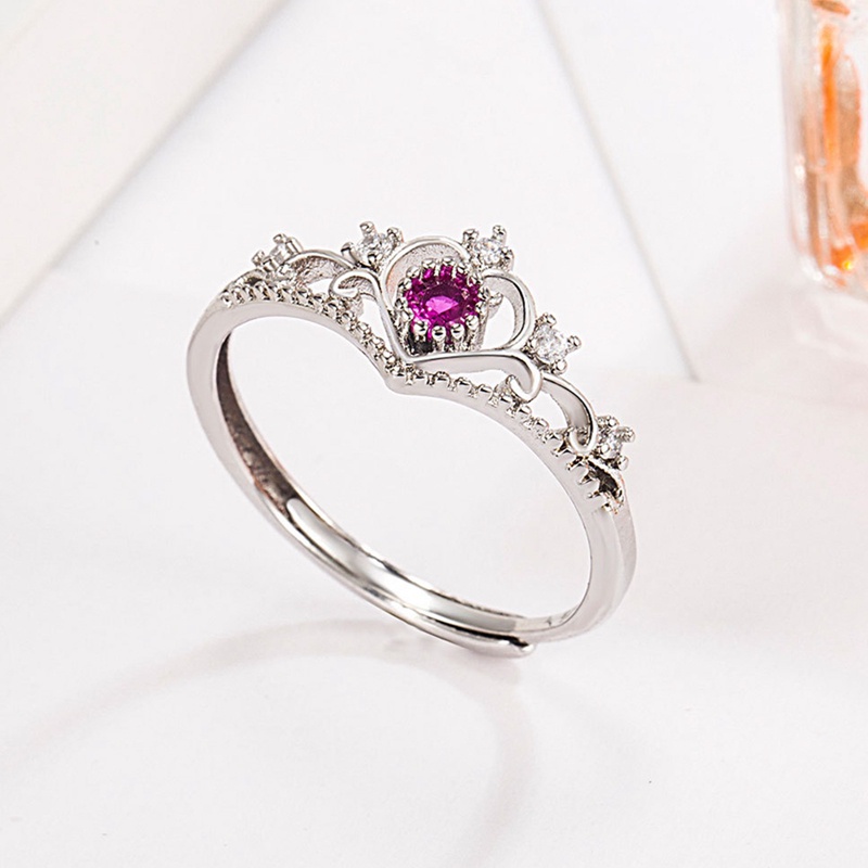 Cincin Model Terbuka Desain Mahkota Hias Berlian Adjustable Untuk Wanita