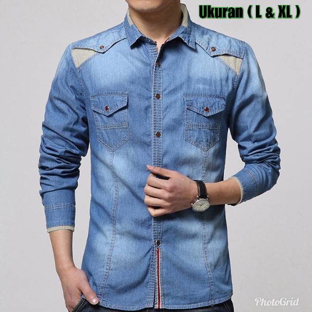 TOTOTAsho.kemeja AXTON Jeans Wash 2 ukuran L &amp; XL