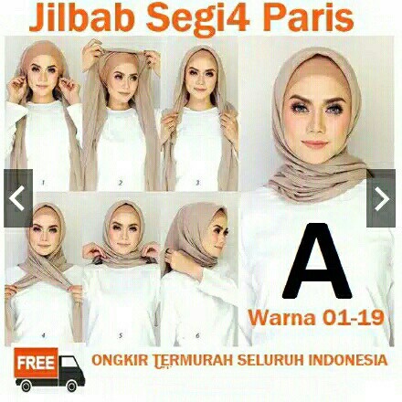 TERMURAH Hijab Jilbab Paris / Jilbab Polos Segi 4 / Jilbab Segi Empat Polos - PART A - #A12