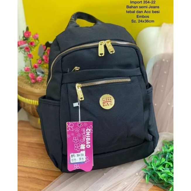 TAS RANSEL WANITA IMPORT MERK CHIBAO ORI BAHAN KANVAS 35422