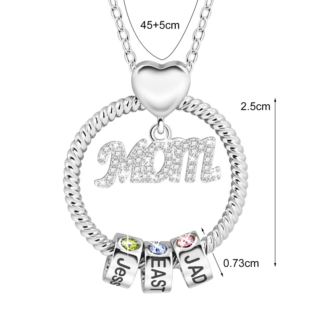 Hu Hu Hu Hu Hu Alat Bantu Pasang Kacamata♡ Kalung Rantai Dengan Liontin Bulat Motif Tulisan Mom Untuk Wanita