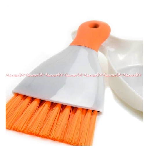 Duster &amp; Dustpan Set Sapu Kecil Sapu dan Pengki Mini Mobil Putih Orange