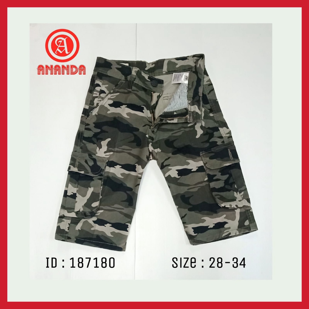 celana 3/4 pria dewasa hasdhane loreng army