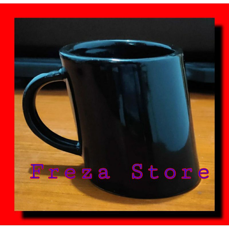 Mug Miring Hitam Polos
