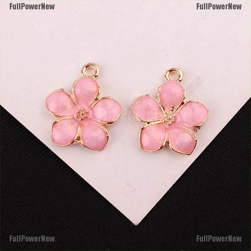 [FULLのJY] 10Pcs/Set Enamel Alloy Flower  Charms Pendant Jewelry Findings DIY Craft Making