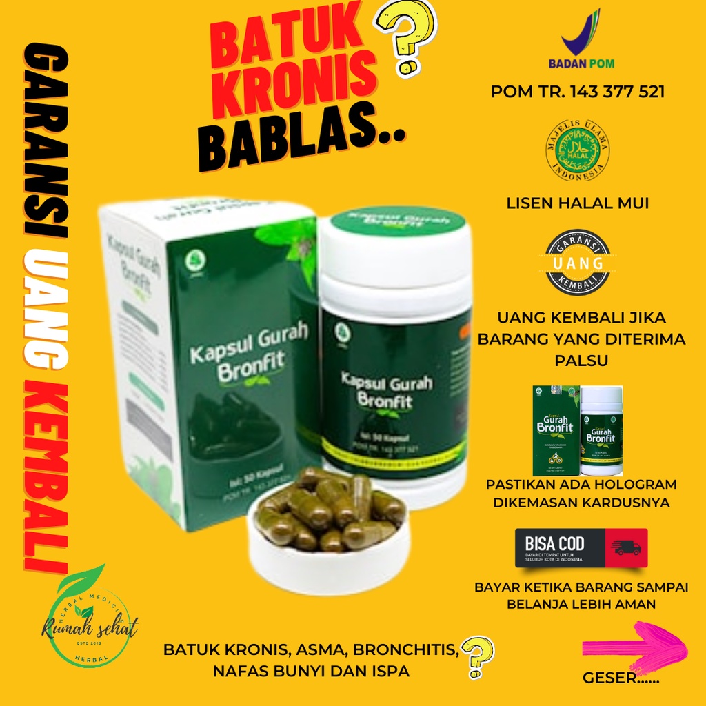 KAPSUL GURAH BRONFIT Obat Sinusitis, Asma, Sesak Nafas, TBC, brochitis | GARANSI 100% ASLII NATURAFI