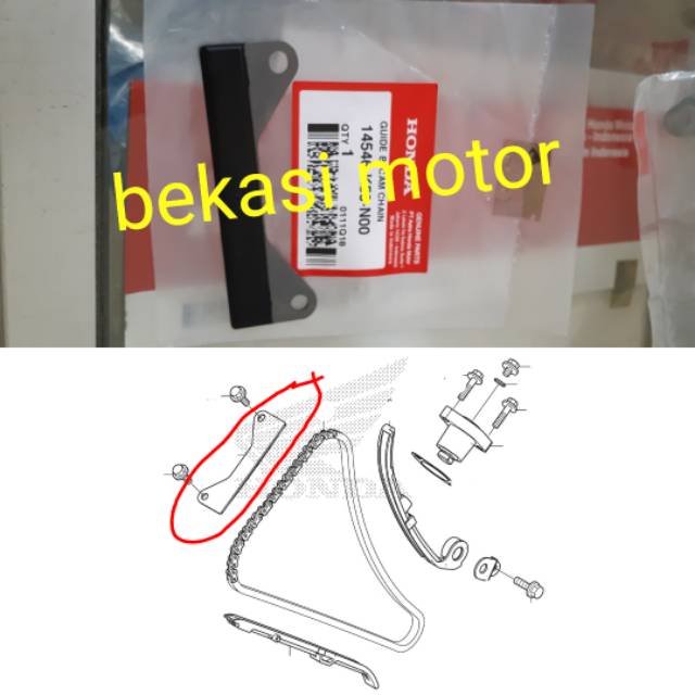 14546-K56-N00 guide B cam chain atas karet bantalan rantai keteng honda sonic 150 CB 150R led GTR CB