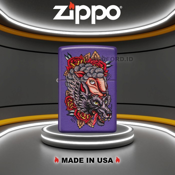 Korek Zippo Original Wolf Design 49413 Garansi Resmi USA