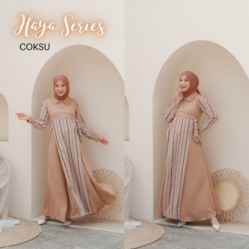 Baju Gamis Haya Dress Salur Bukan Baju Hamil