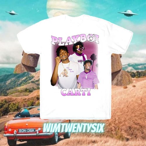 KAOS PLAYBOI CARTI SHOOTA VINTAGE RAP TEE ( UNISEX SLIMFIT T-SHIRT )