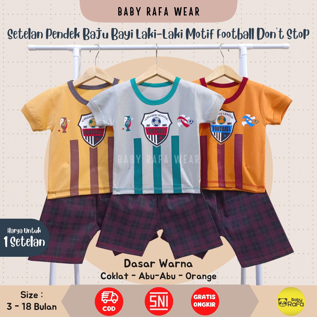 Setelan Pendek Baju Bayi Laki - Laki 3 - 18 Bulan merk DONT STOP motif FOOTBALL