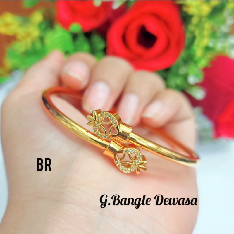 Gelang Bangle Dewasa Permata motif Remaja Simple Gold perhiasan wanita korea (COD)