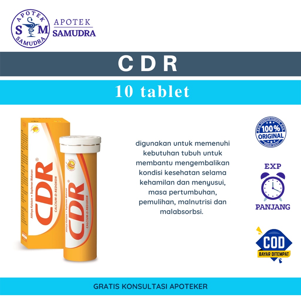 CDR Tube - Isi 10 Tablet Effervescent vitamin c vitamin d vitamin tulang vitamin gigi vitamin tulang