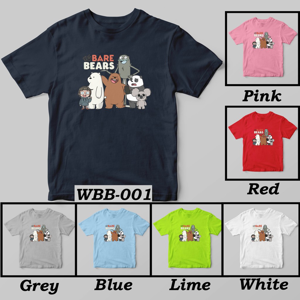 [FREE NAMA !!] Kaos Anak &amp; Family We Bare Bears 100% COTTON PREMIUM