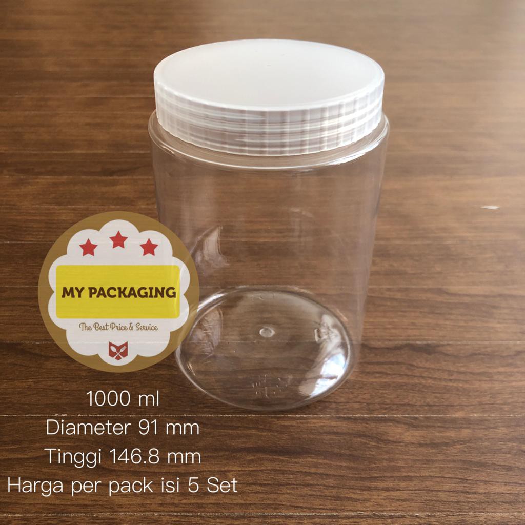 5pcs - Toples Tabung Silinder 1000ml | Jar Plastik 1000 ml