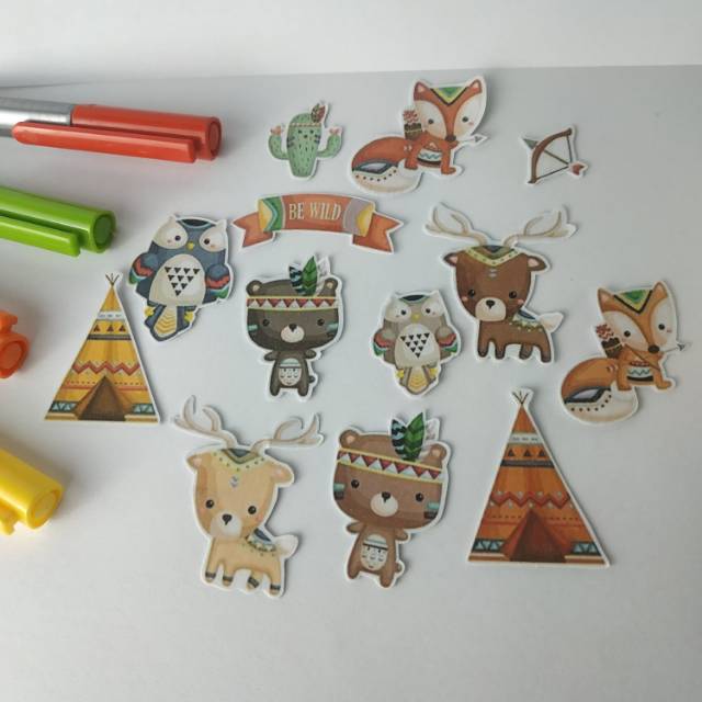 

Animal Indian Set 13pcs Diary Planner Sticker Scrapbook Album Deco DIY Stiker