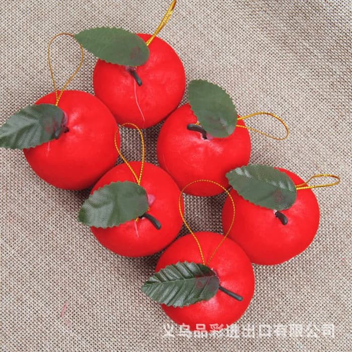 XDAP apel merah 5CM mini dekorasi ornamen pohon natal gantungan