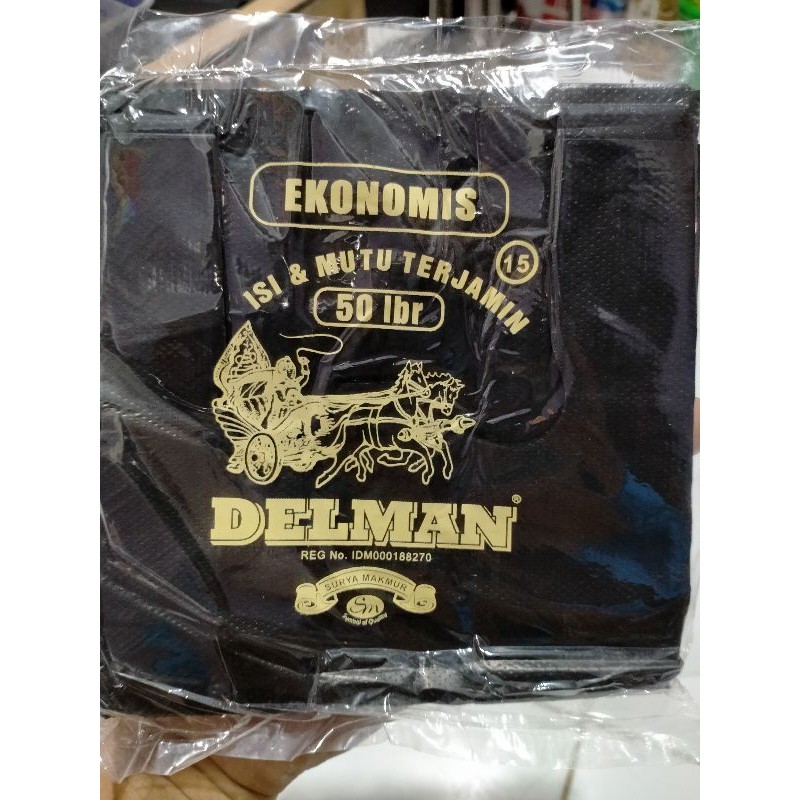 Kantong Plastik HD Hitam UK 17 Ekonomis Isi 50lembar DELMAN