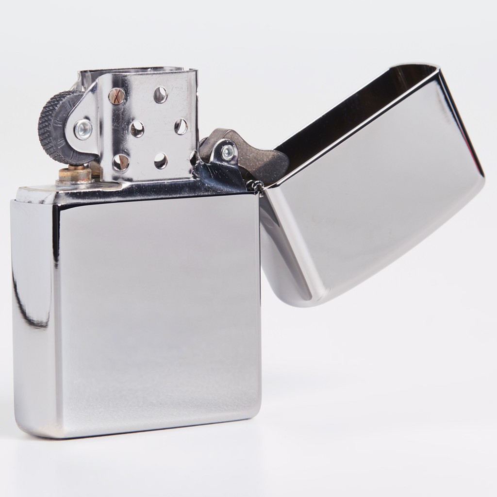 Korek Zippo Polos Chrome Silver Full Black VARIANT