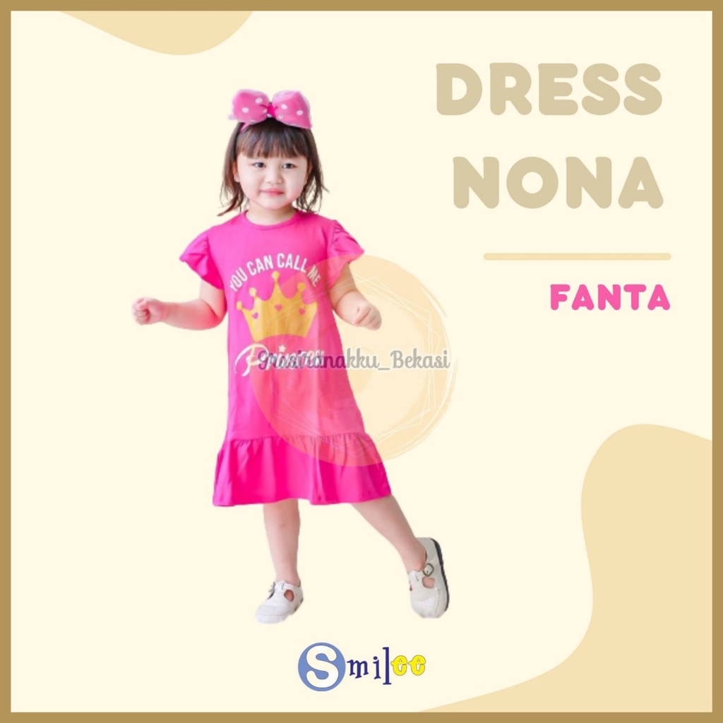 Dress Anak Smilee Nona Pink Fanta Princess size 1-5Tahun