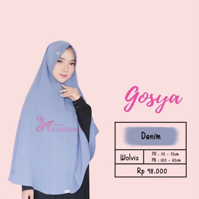 Hijab Syandana Gosya (L) Warna Baru Dan Lama Khimar Bergo Kerudung Jilbab Instan-Denim