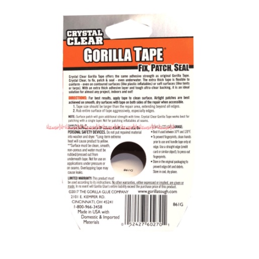 Gorilla Crystal Clear Gorilla Tape 8.2m Isolasi Bening Kuat Perekat Lakban Gorila Lakban Transparan Sangat Kuat