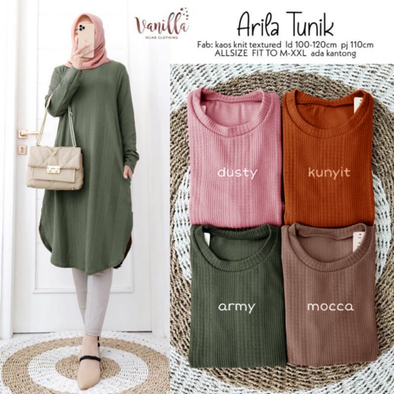 Arila Tunik - Tunik Kaos Knit Textured LD102+ / R.13 - 296-6256