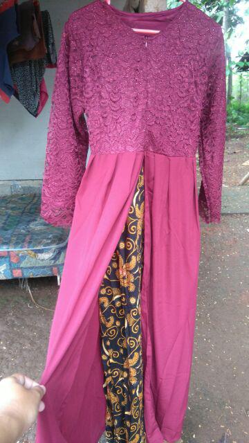 Couple Batik Maxi Dress Gamis Brokat Anami Sarwendah Bidara 074