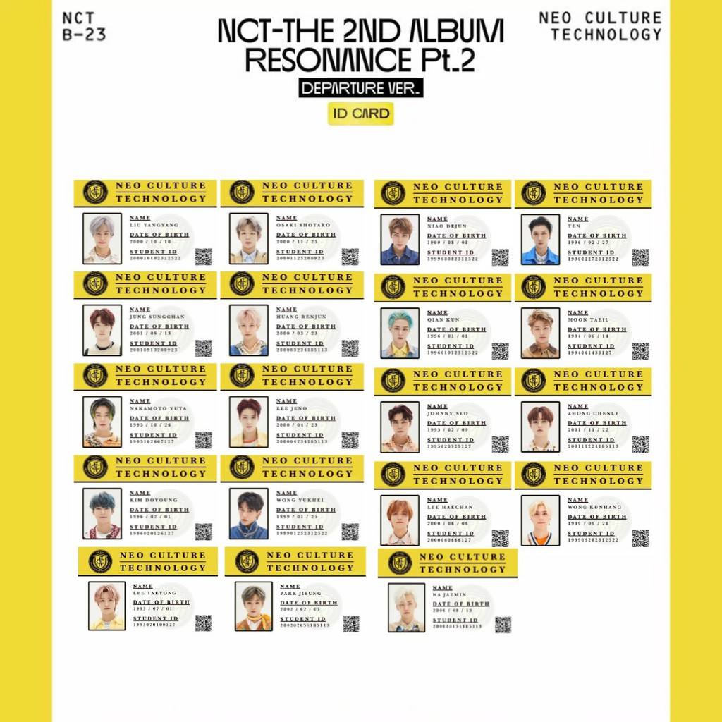 

1 SET ID CARD NCT 2020 FULL LAMINASI (KERTAS ART CARTOON)