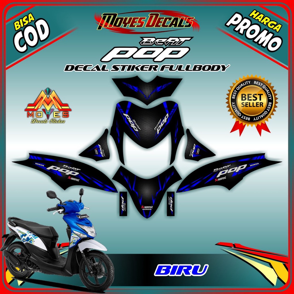 decal beat pop stiker decal motor beat pop decal beat pop full body stiker motor honda beat pop biru