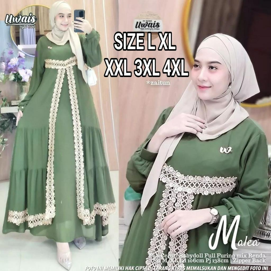 GAMIS TERBARU 2023 LEBERAN WANITA MALEA MAXY BIG SIZE L XL XXL 3XL 4XL CERUTY BABYDOLL PREMIUM ADEM