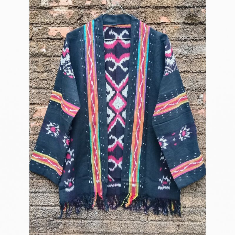 COD Outer Tenun Asli Unisex - Kimono Ethnic Craft - Hoodie Tenun Pria Wanita