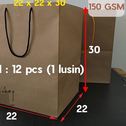 

♙ Paper Bag Kue/Nasi/Bento Box Polos Kraft Coklat 22 x 22 x 30 150GSM ▼