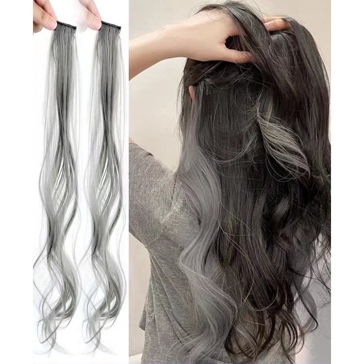 Roselife 1PC Wig / Rambut Palsu Extension Model Lurus Panjang Gelombang 40 Warna Tahan Panas Dengan Klip