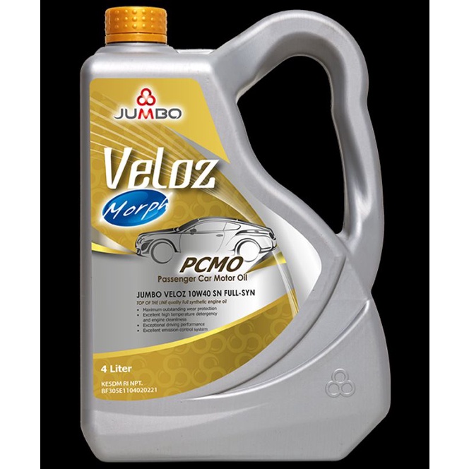 Oli Jumbo Veloz galon 4L 10w40 Full Synthetic Api SN