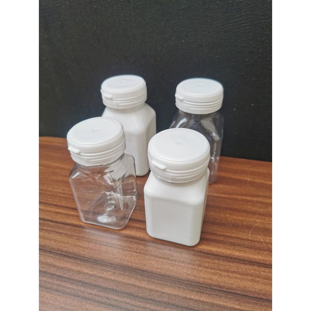 Botol PET plastik BULAT KOTAK 30 dan 60 herbal kapsul Vitamin obat tablet putih 60 ml 60ml 120 PET