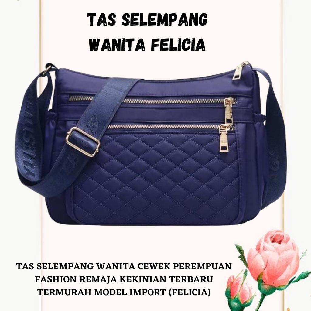 TERBARU!! Tas Selempang Wanita Felicia Warna Navy Murah Berkualitas