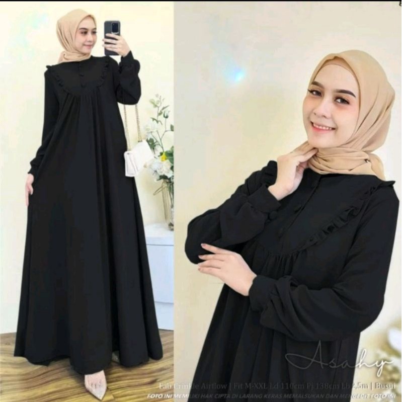 asahy dress cringkle air blow 2022 terlaris/gamis crinkle kekinian termurah/pakaian muslim wanita terlaris/dress terbaru bahan crinkle