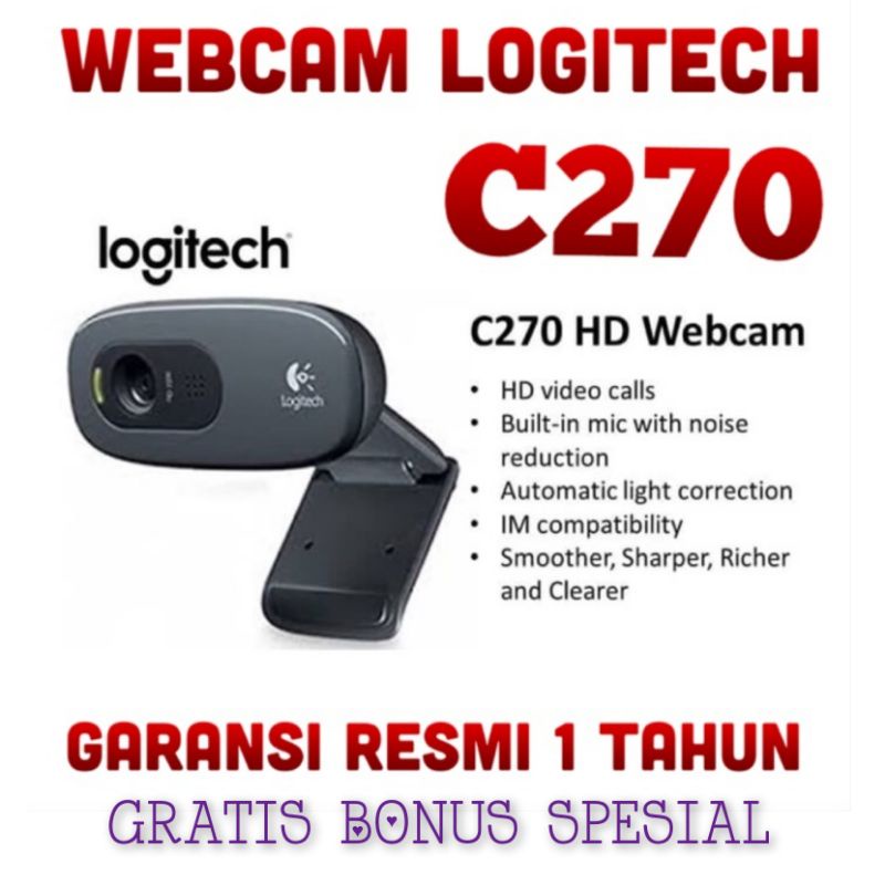 WEBCAM LOGITECH C270 ORIGINAL GARANSI RESMI 1 TAHUN