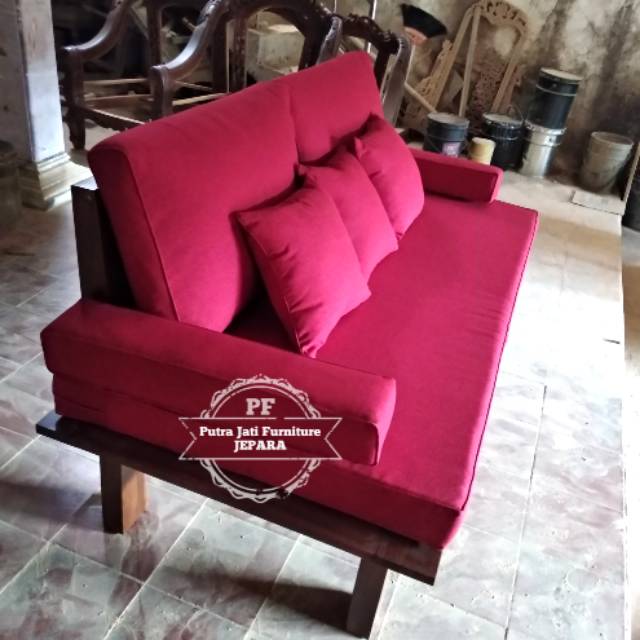 Kursi/ Bangku Panjang Kayu Jati - Kursi Sofa Ruang Tamu Model Simpel - Kursi Busa Mewah