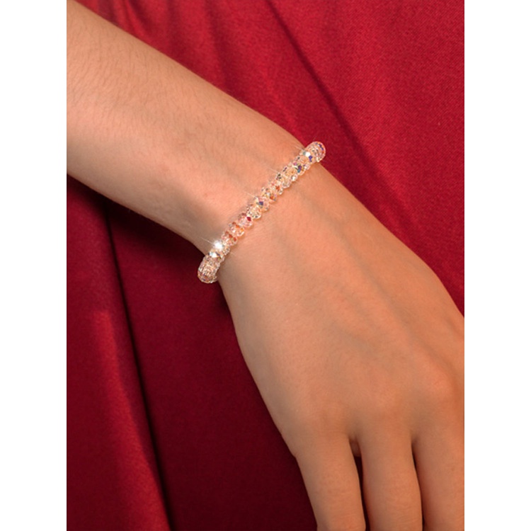 Gelang 925 Sterling Silver Elastis Adjustable Ukuran 6mm Untuk Wanita