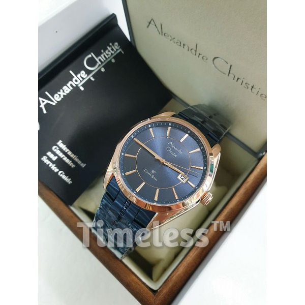 jam tangan pria alexandre christie ac 8578 MD Blue Rosegold