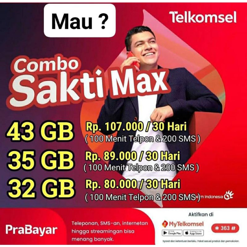 kartu internet combo sakti telkomsel 4,5gb 11gb 18gb 30gb 32gb 40gb &amp; nelpon unlimited